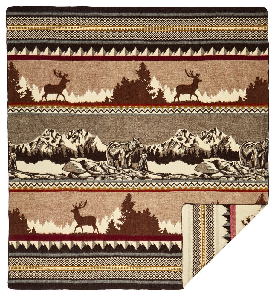 Ultra Soft Bear And Deer Lodge Handmade Blanket