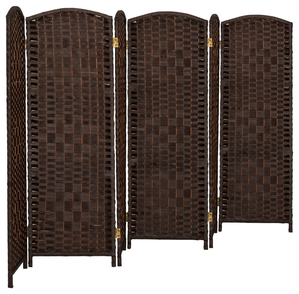 4 ft. Short Diamond Weave Fiber Room Divider Dark Mocha 6 Panel