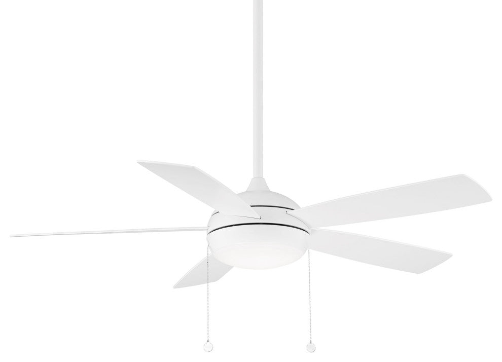 Disc II 5-Blade Ceiling Fan 52" Pull Chain Memory, Dimmable LED, Matte White