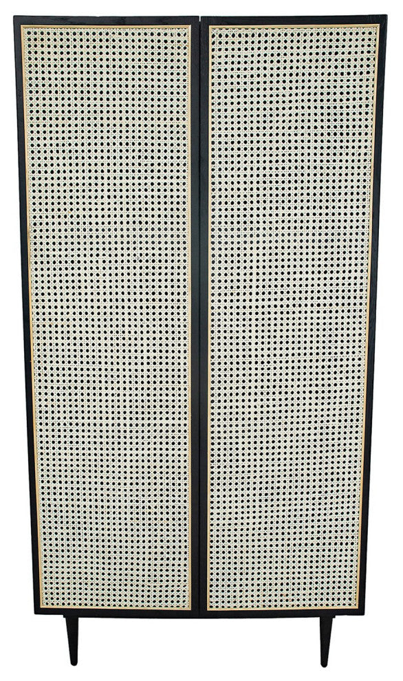Cane Bookcase With Full Doors