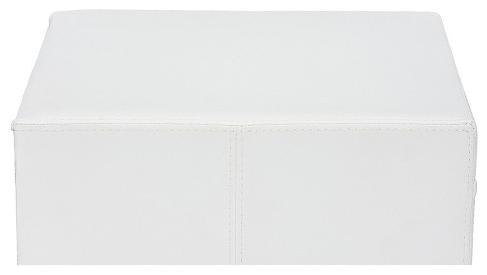 Urban Designs Dorian White Faux Leather Upholstered Modern Nightstand