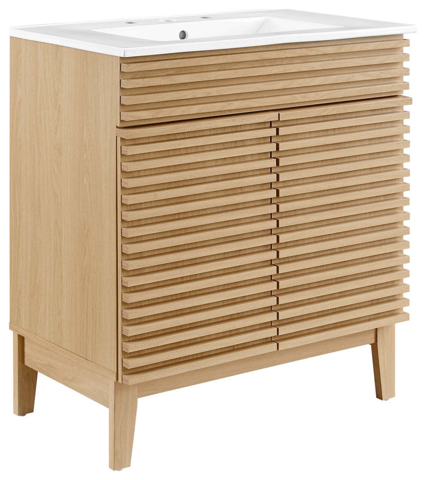 Render 30" Bathroom Vanity Cabinet, Oak White