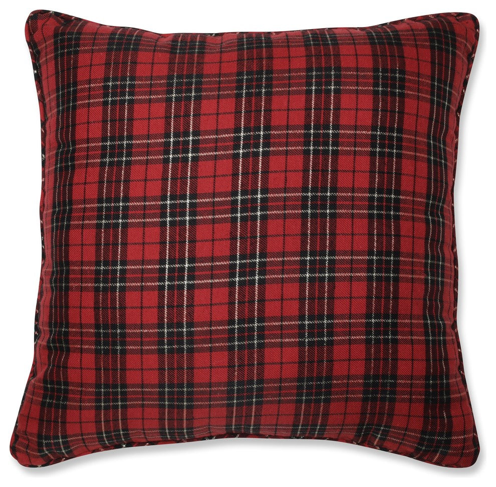 Holiday Plaid Red Throw Pillow, 20"