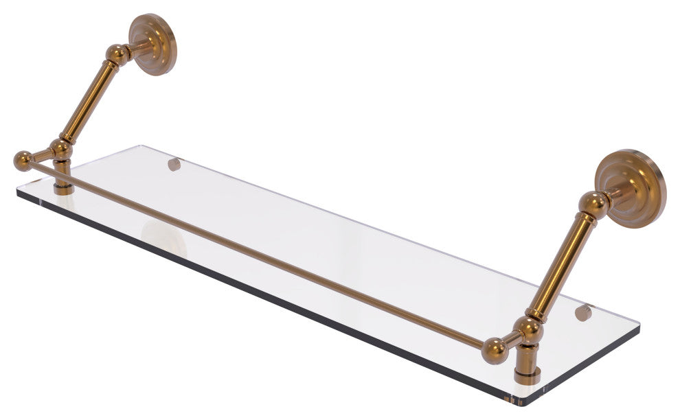 Prestige Que New 30" Floating Glass Shelf with Gallery Rail, Brushed Bronze