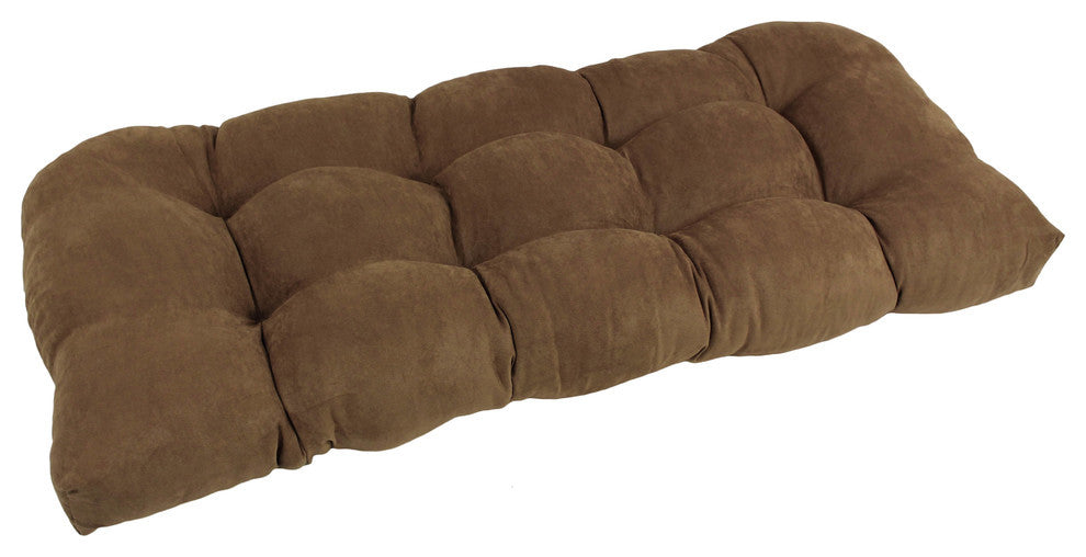 42"x19" U-Shaped Tufted Settee/Bench Cushion, Saddle Brown