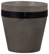 Obsidian Medium Indoor/Outdoor Planter, Gray Concrete With Black Accent