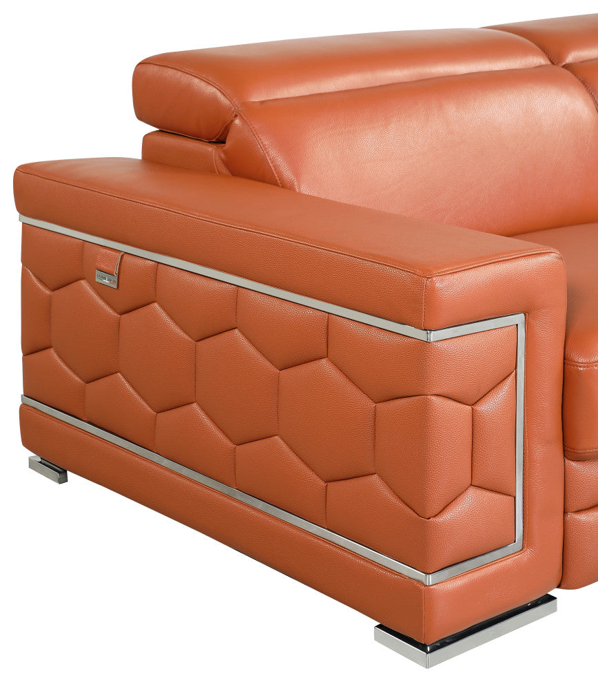 Rome Contemporary Genuine Italian Leather Loveseat Camel