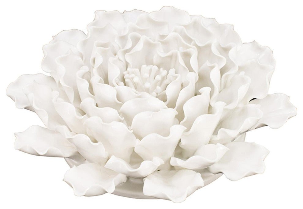 Cream Exaggerated 9" Ceramic Flower Wall Art