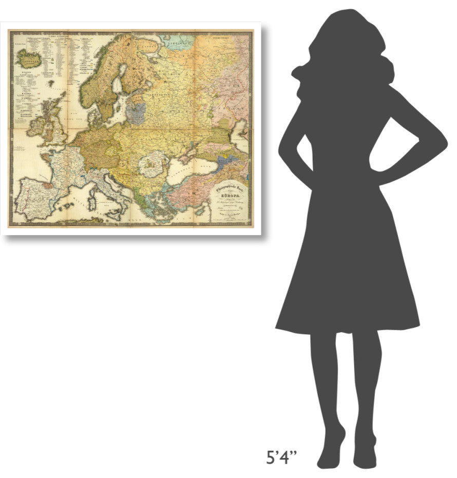 "Ethnographische Karte von Europa, 1847" Print by Heinrich Berghaus, 38"x31"