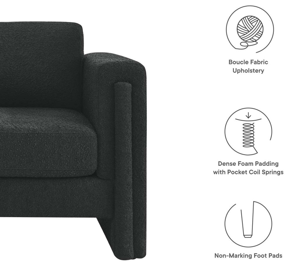 Visible Boucle Fabric Armchair - Black