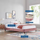 Platform Bed Frame, Queen Size, Velvet, Pink, Modern Contemporary, Bedroom