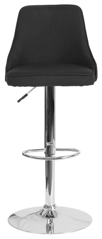 Trieste Contemporary Adjustable Height Barstool, Black Fabric