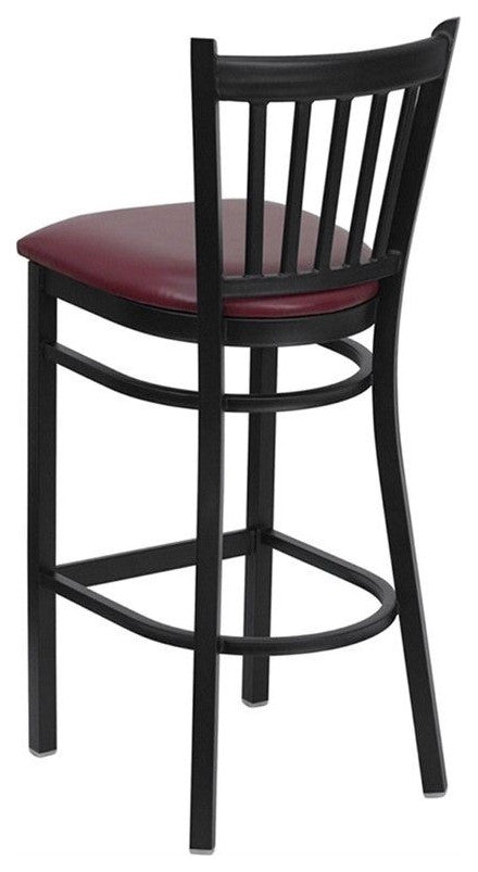 Flash Furniture Hercules 30" Black Back Metal Bar Stool in Burgundy