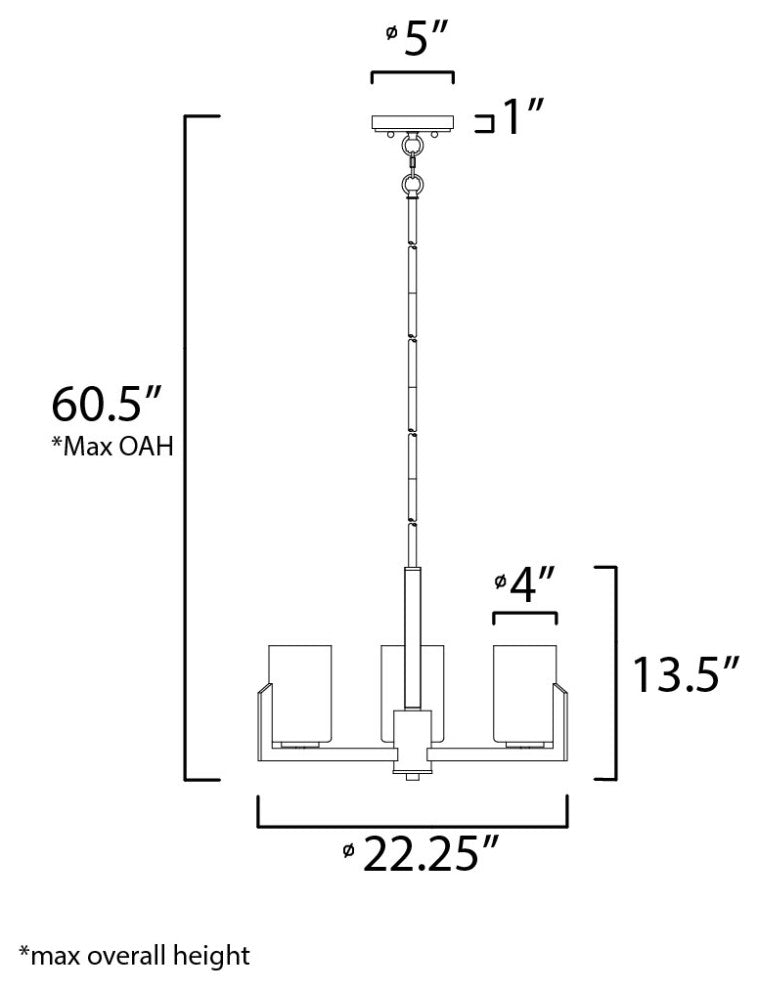 Maxim 21285 Dart 3 Light 23"W Pillar Candle Style Chandelier - Black