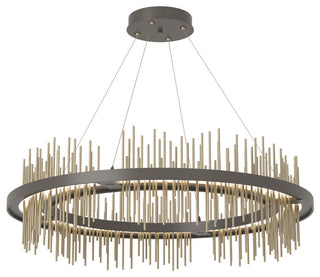 Gossamer Circular LED Pendant, Dark Smoke, Soft Gold, Standard Height