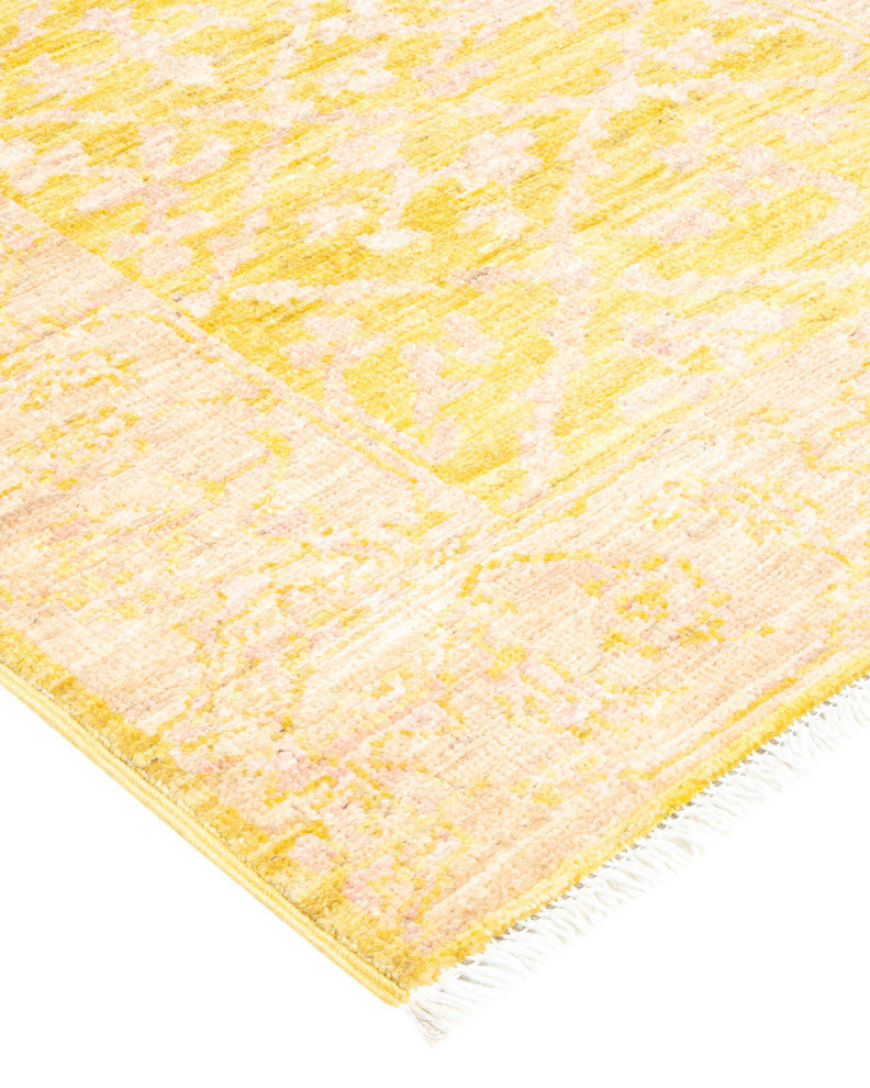 Eclectic, One-of-a-Kind Hand-Knotted Area Rug Yellow, 2'9"x11'8"