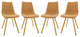 LeisureMod Markley Leather Dining Chair With Gold Legs Set of 4, Light Brown