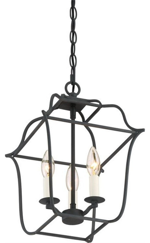 Quoizel GLY5203BA Three Light Foyer Pendant Gallery Royal Ebony