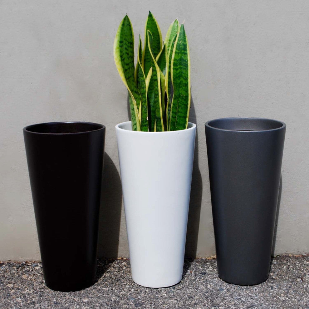 Sonoma Tall Cylinder Planter, Black, 13"x26"