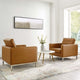 Tufted Armchair Accent Chair, Set of 2, Faux Leather, Silver Tan, Modern, Lounge