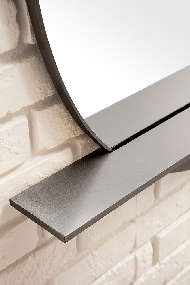 Platform 36" Mirror With Shelf, Modern Iron