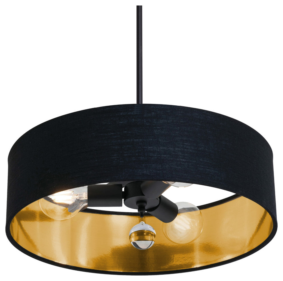 Celine Pendant 18" Black Finish, Black/Gold Shade