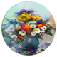Hand-Painted Bunch Of Small Flowers, Floral Disc Metal Wall Art, 38"