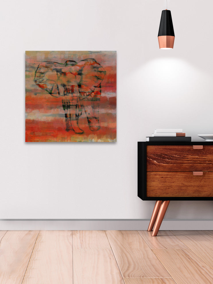 "Red Elephant" Print on Canvas, 40"x40"