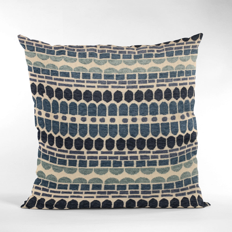 Plutus Blue Harmony Border Luxury Throw Pillow, 20"x30"