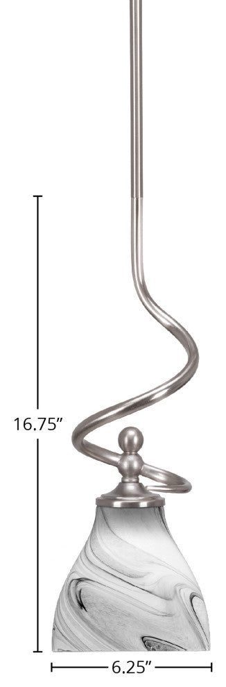 Capri 1-Light Mini Pendant with Hang Straight Swivel, Brushed Nickel/Onyx Swirl