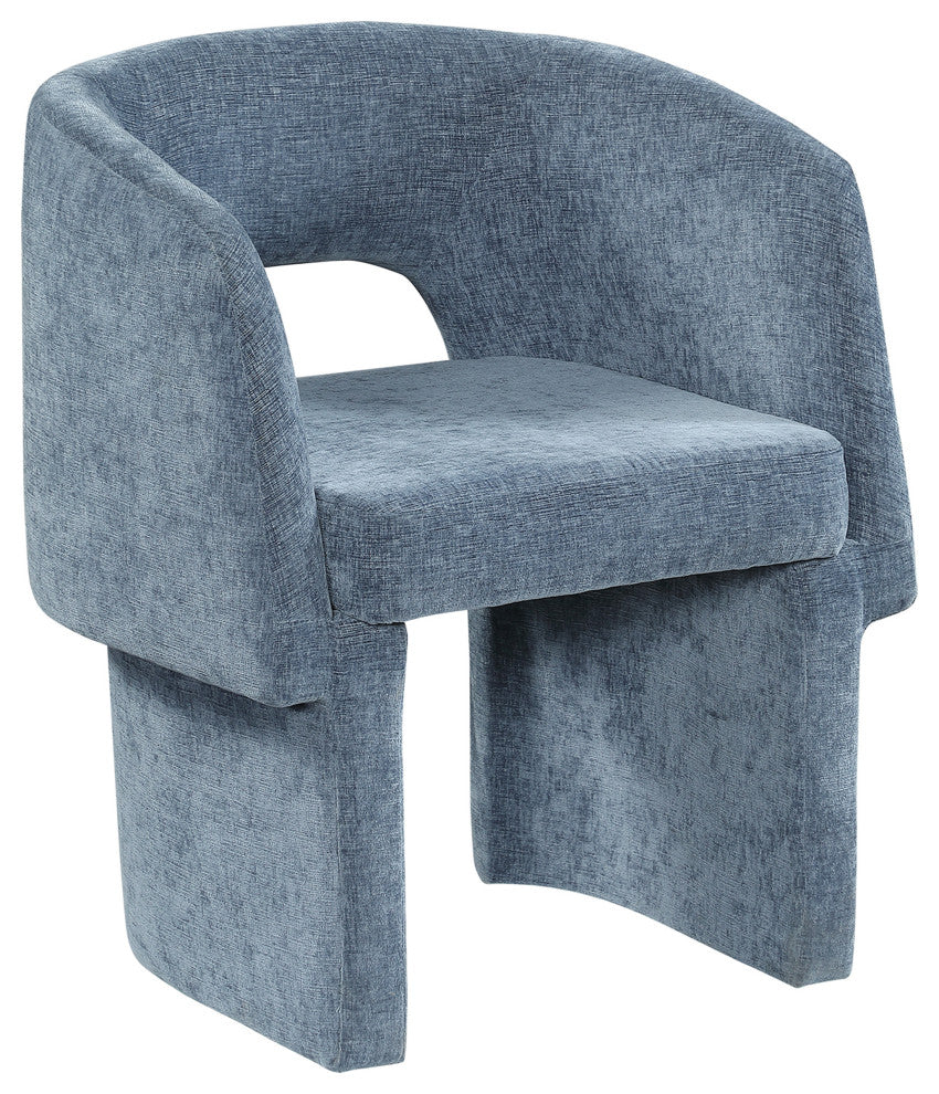 Emmet Boucle Fabric Dining Chair / Accent Chair, Blue, Chenille Fabric