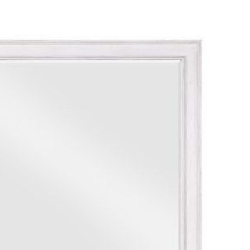 Benzara BM275060 42" Wall Mirror, Molded Sleek Wood Frame, White