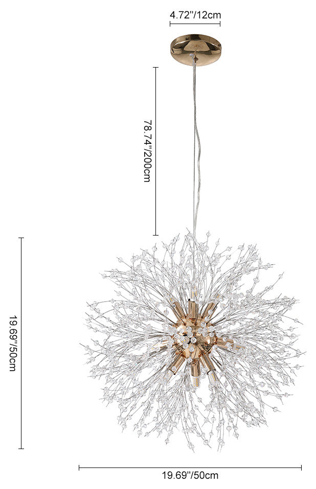 Modern Crystal Firework Sputnik Chandelier, Gold, 9 Light