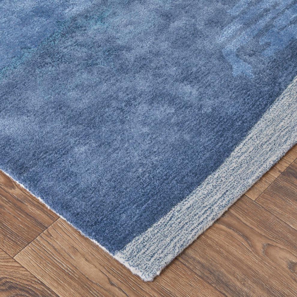 Ramiro R8921 Transitional/Industrial/Casual Rug, Blue/Ivory, 5'x8'
