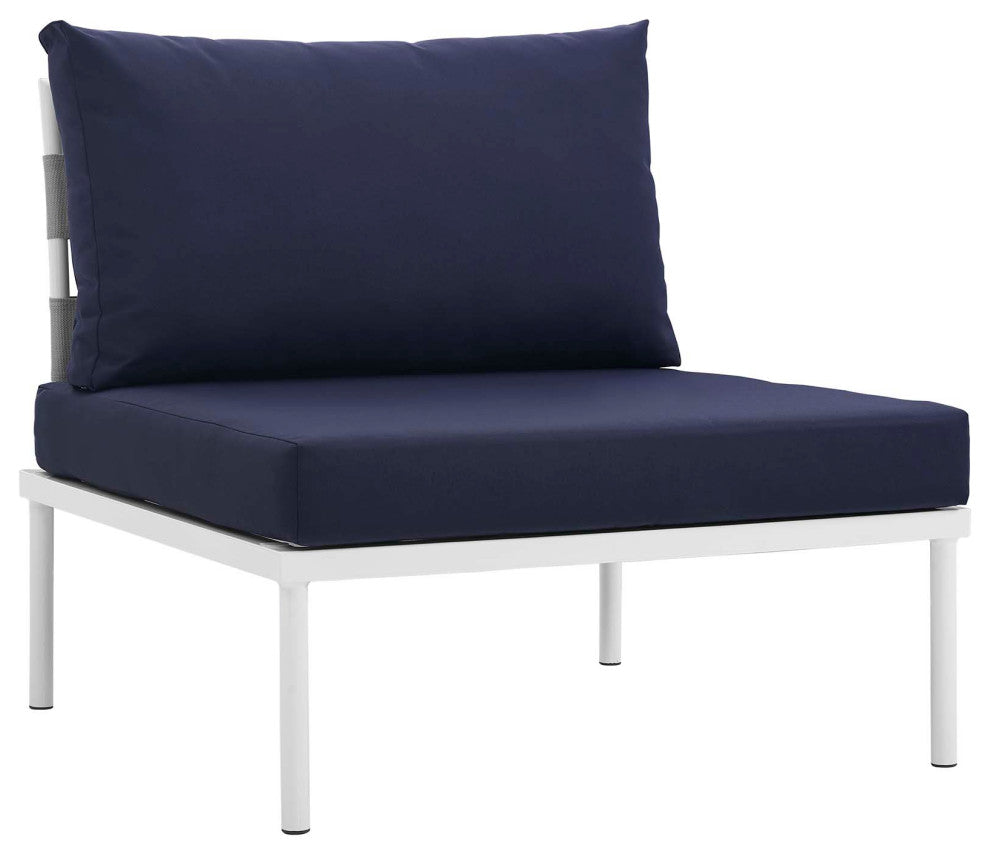 White Navy Harmony 8 Piece Outdoor Patio Aluminum Sectional Sofa Set