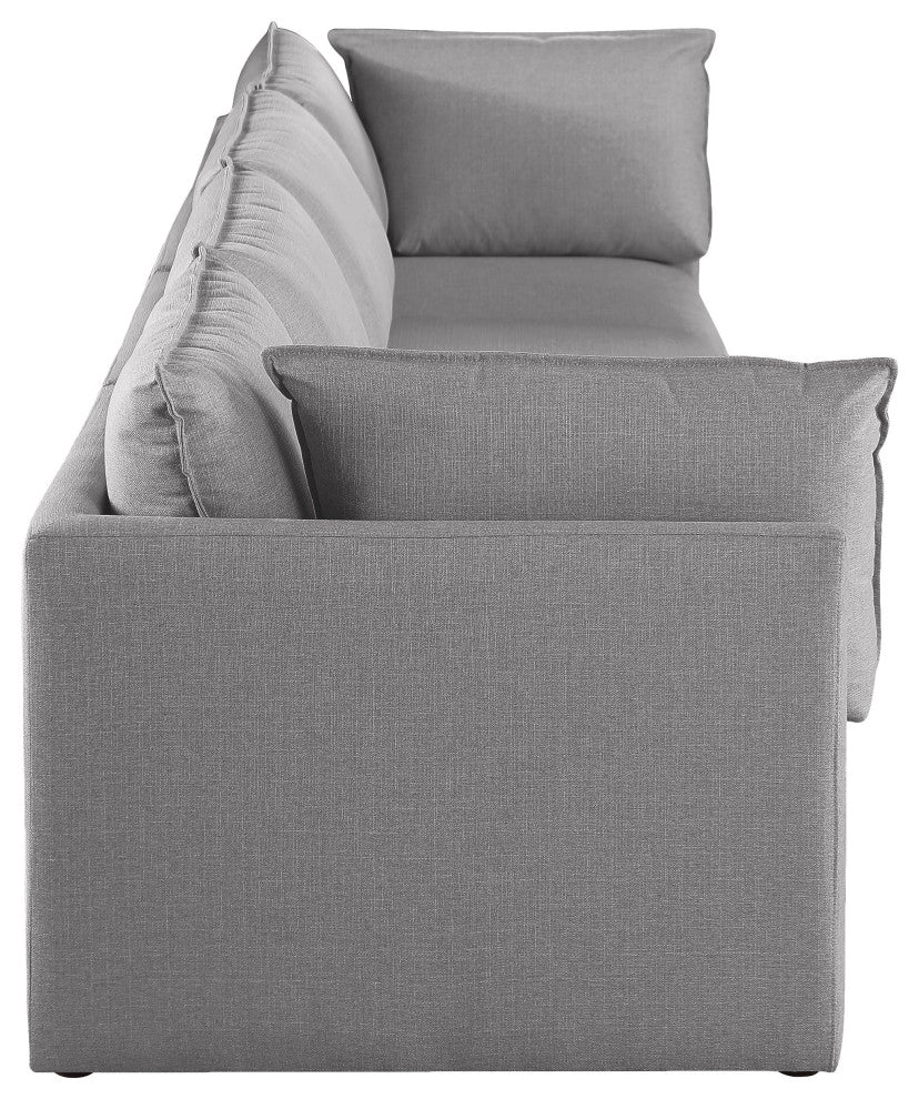 Mackenzie Linen Textured Fabric Upholstered 4-Piece Modular Sofa, Grey