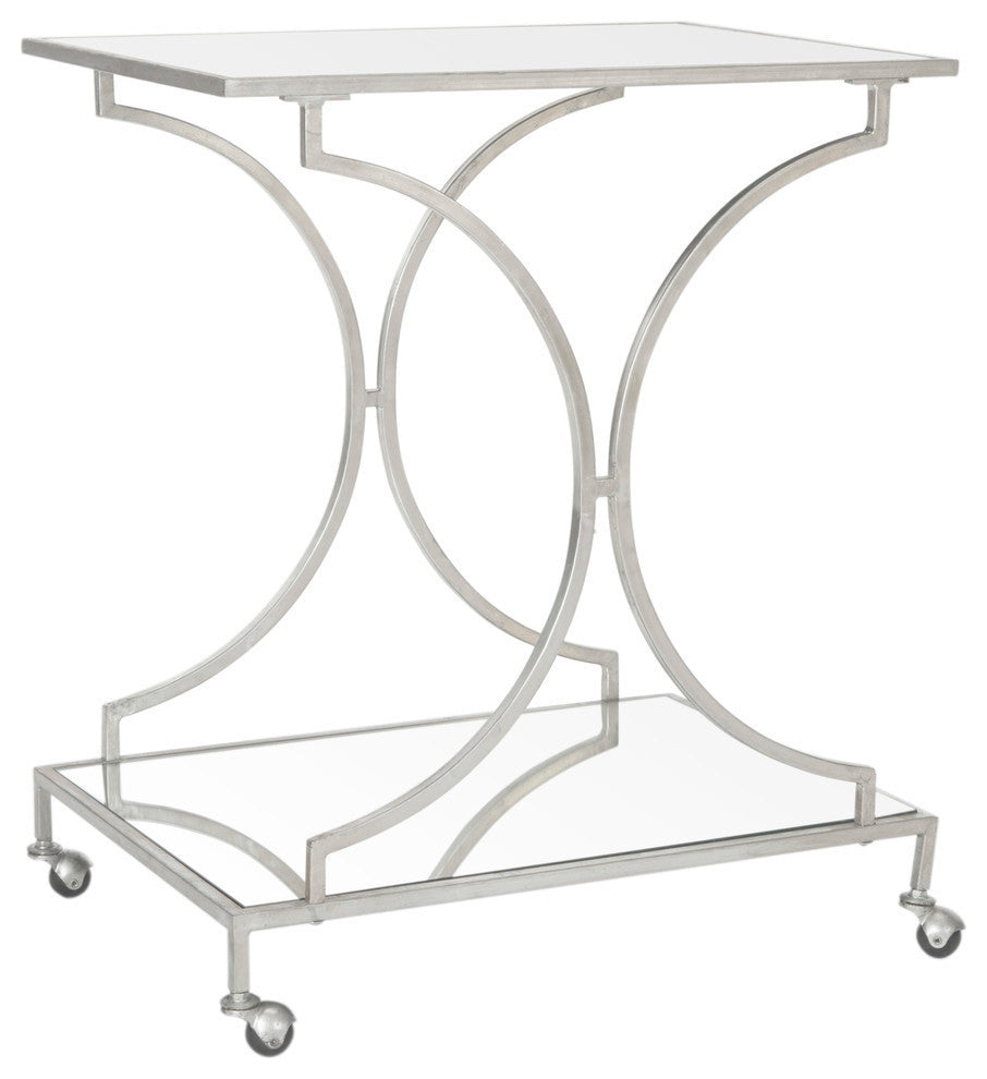 Safavieh Ignatius Bar Cart, Silver, Mirror Top