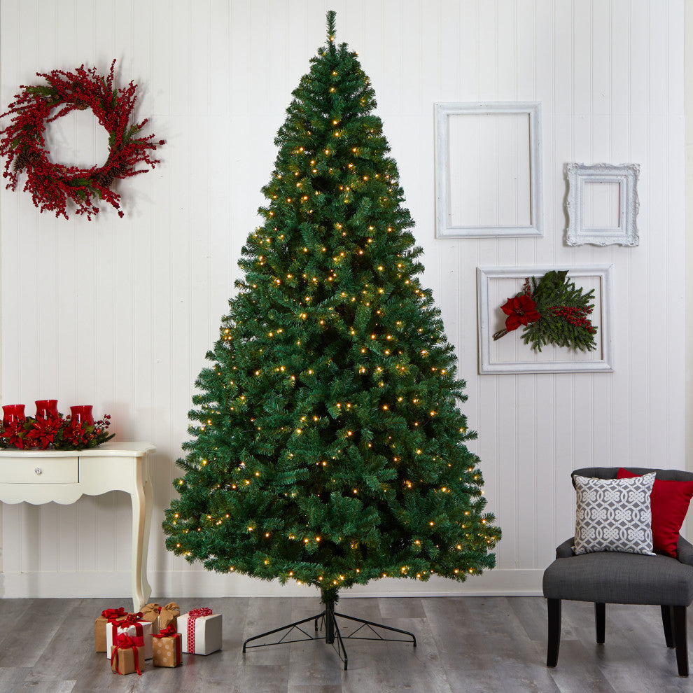 9' Northern Tip Artificial ChristmasTree With 650 Clear LED Lights/1860 Branches