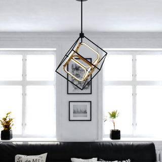 Anson 1-Light Integrated LED Geometric Matte Black/Gold Pendant Light
