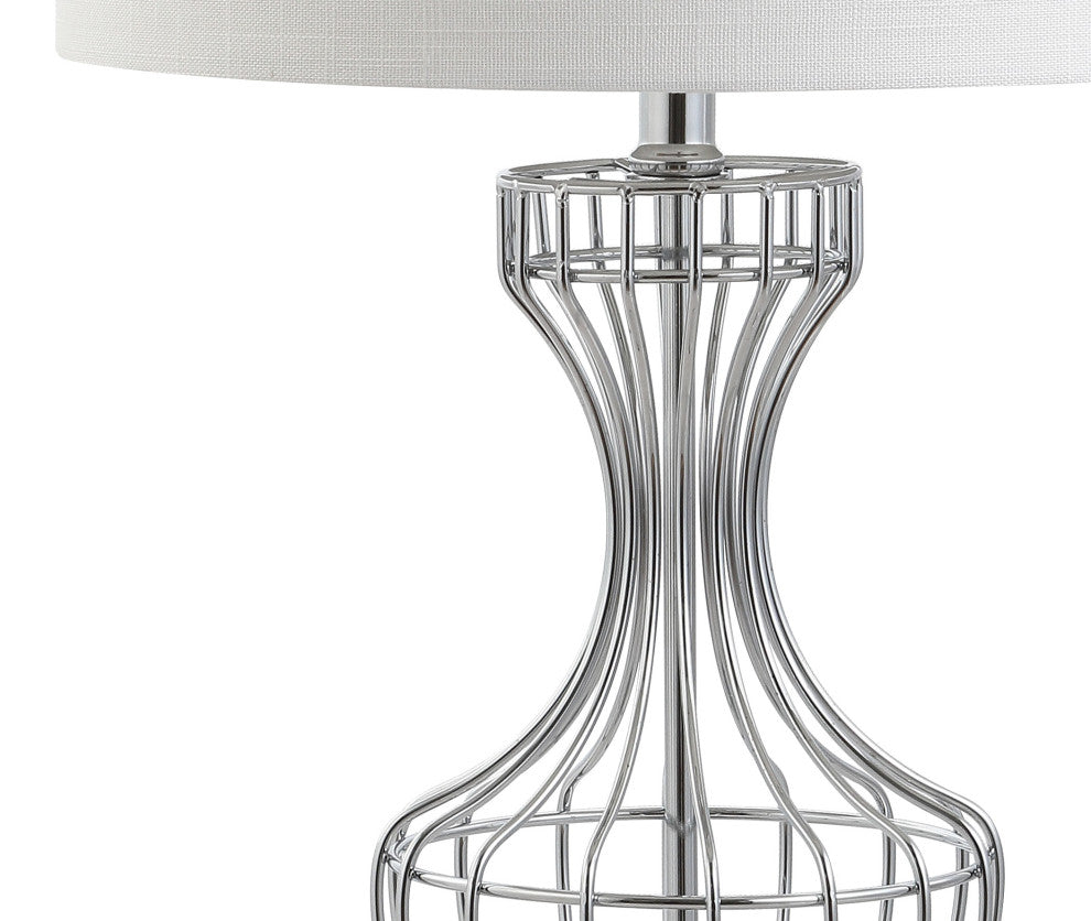 Honore 28" Metal Wire Frame Table Lamp, Chrome