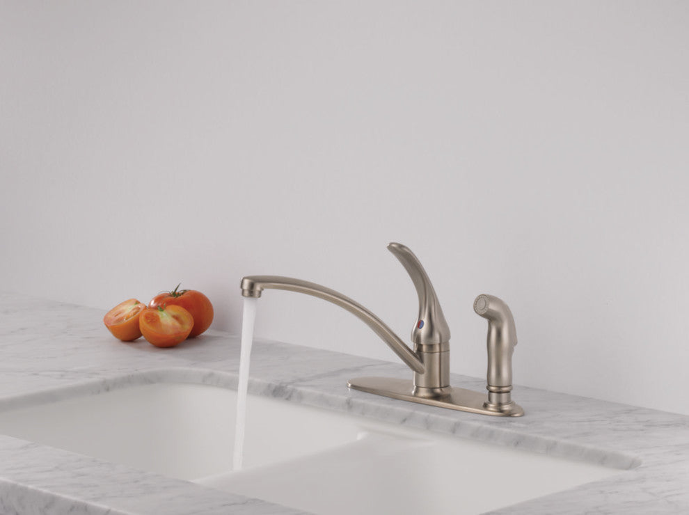Delta Foundations Single Handle Kitchen Faucet, Integral Spray, Chrome, B3310LF
