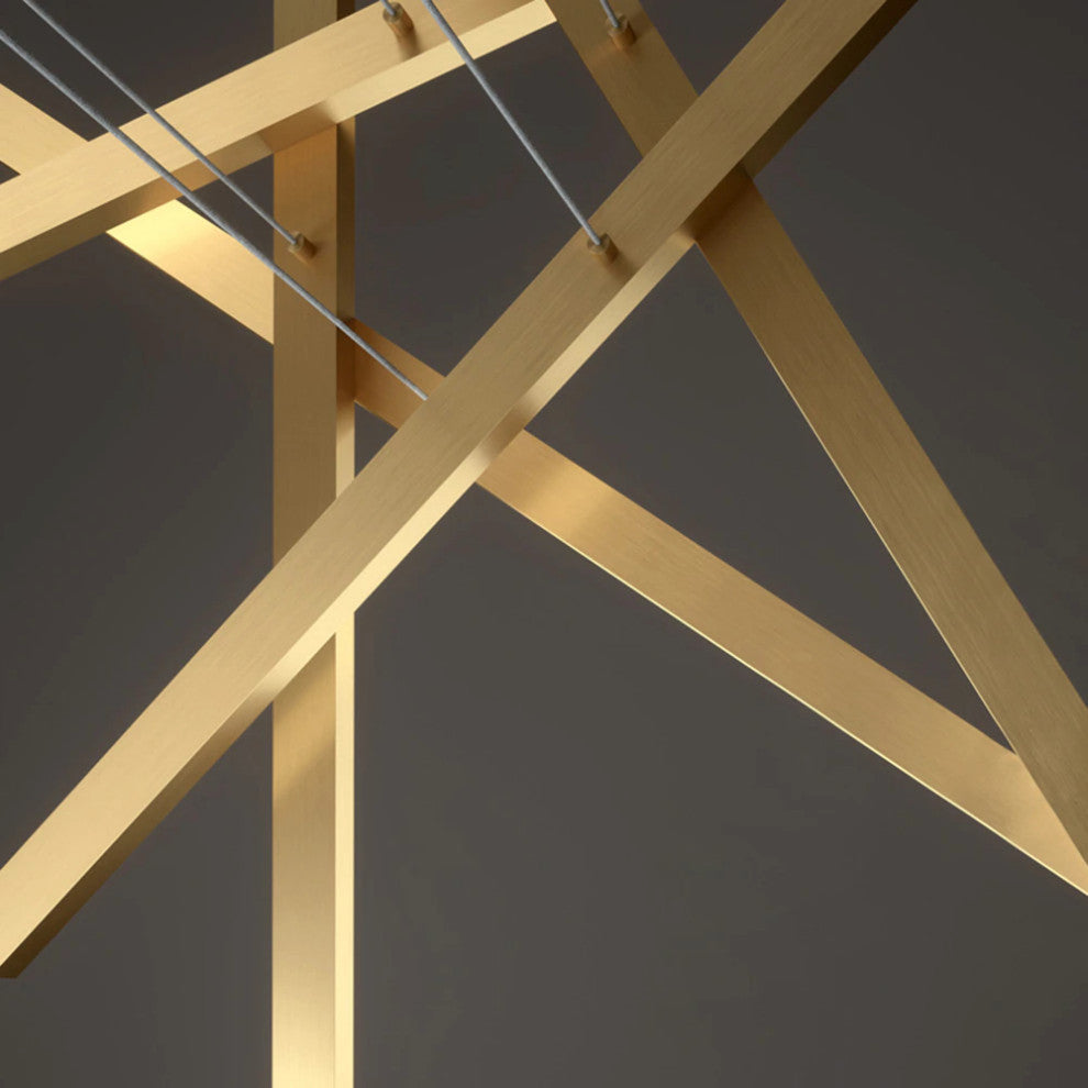 Zeccone | Minimalist Gold Long Line Chandelier for Dining Room, 2 Lines L