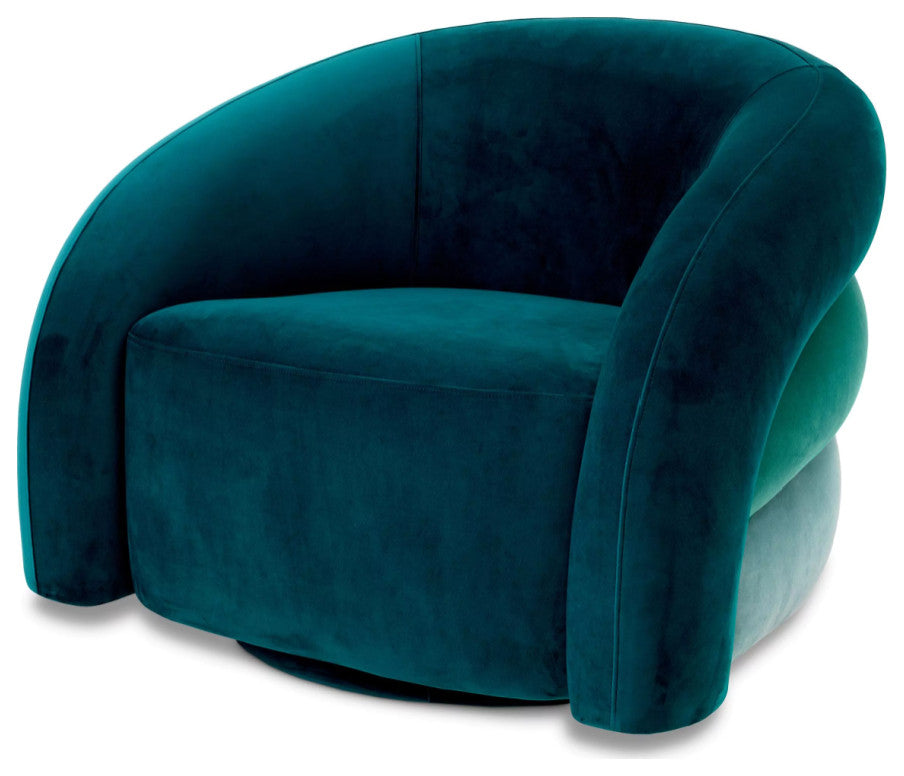Curved Swivel Armchair | Eichholtz Novelle, Green