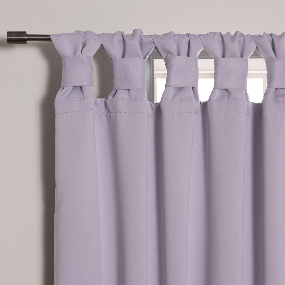 BANDTAB -Thermal Insulated Blackout Knotted Tab Curtain Set, Lilac, 52" W X 63"