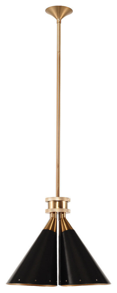 Prizia Pendant Light in Brushed Gold and Black Steel