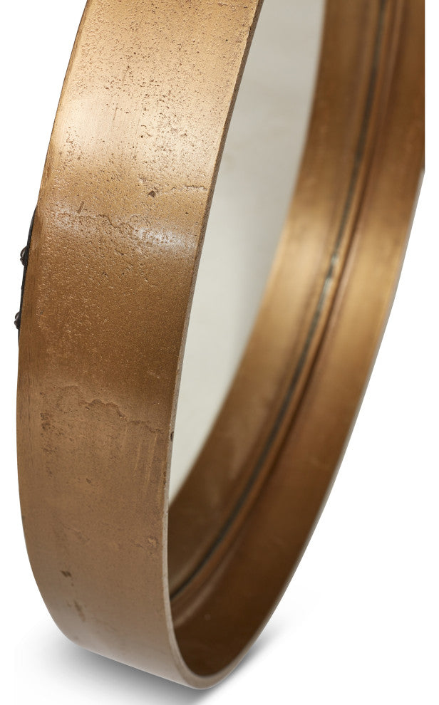 Samar 23" Round Mirror, Antique Brass
