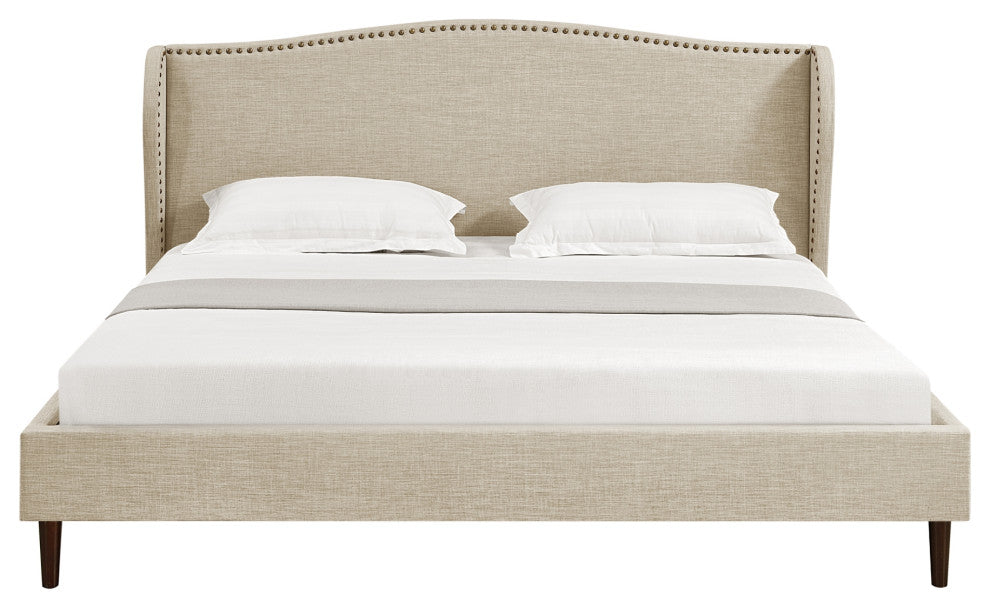 Rustic Mabor Caliana Bed, Linen, Beige, King