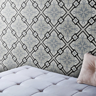 Chala Handmade Cement Tile, Black/Gray, Sample