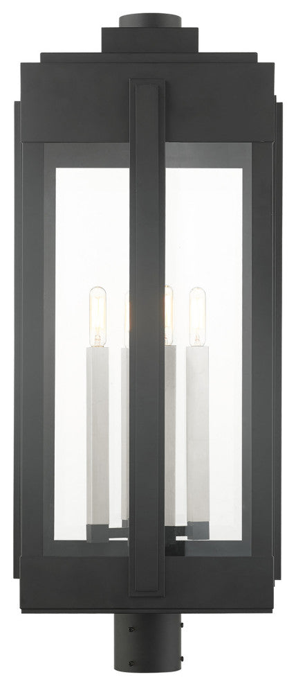 Black Art Deco, Sophisticated Outdoor Post Top Lantern