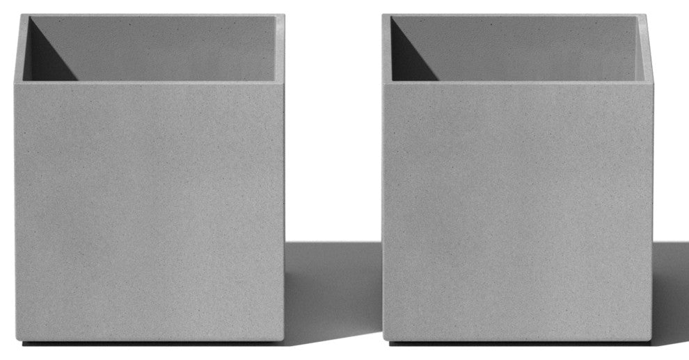 Veadek Geo Series Cube 5" Planter, Grey, 5 Inch, 2 Pack